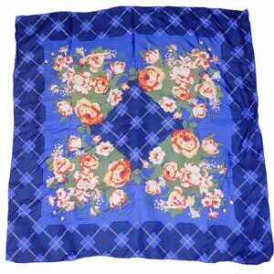 Chintz Roses Square Scarf Vintage Flower Floral Blue Red Diamond Plaid Argyle